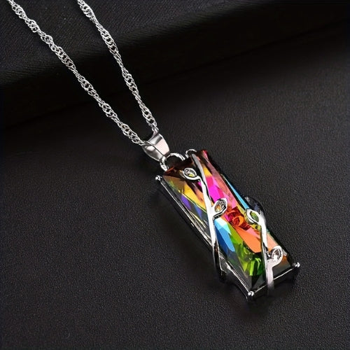Colorful Fine Crystal Branch Pendant Necklace