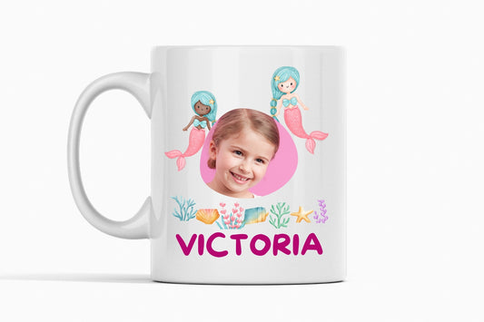 Little Mermaid and Photo Personalised Kids Mug