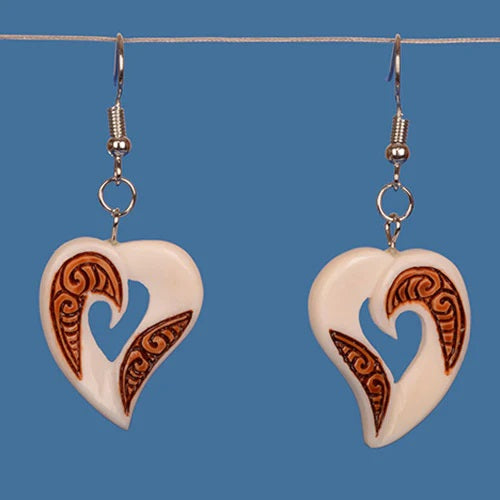 Cute Bone Stained Heart Designed Earrings
