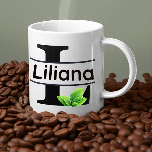 Personalised Tea Coffee Mug Monogram Letter With Name