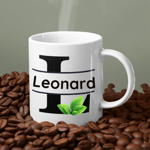 Personalised Tea Coffee Mug Monogram Letter With Name