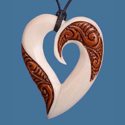 Handcrafted Bone Natural Stained Heart Pendant
