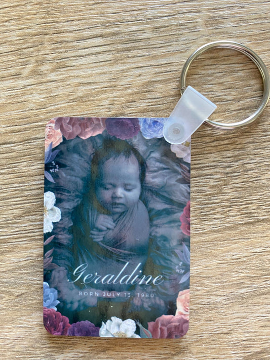 Personalized Keychains Baby Photo Name & Date of Birth