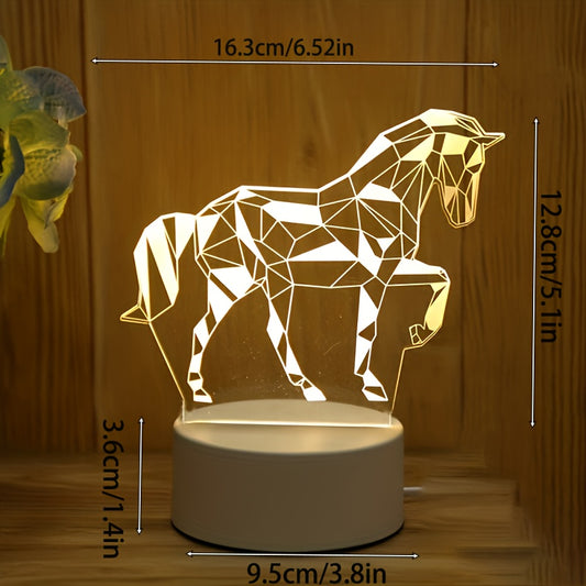 3D White Horse LED Night Light