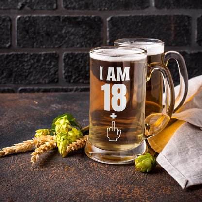 Personalized Beer Glass With Age And Dirty Finger Sign